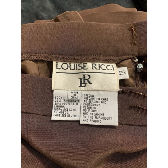 Vtg Louise Ricci Womens Suit Chocolate Brown Size 18 Beaded Embellished Lined - Picture 13 of 16